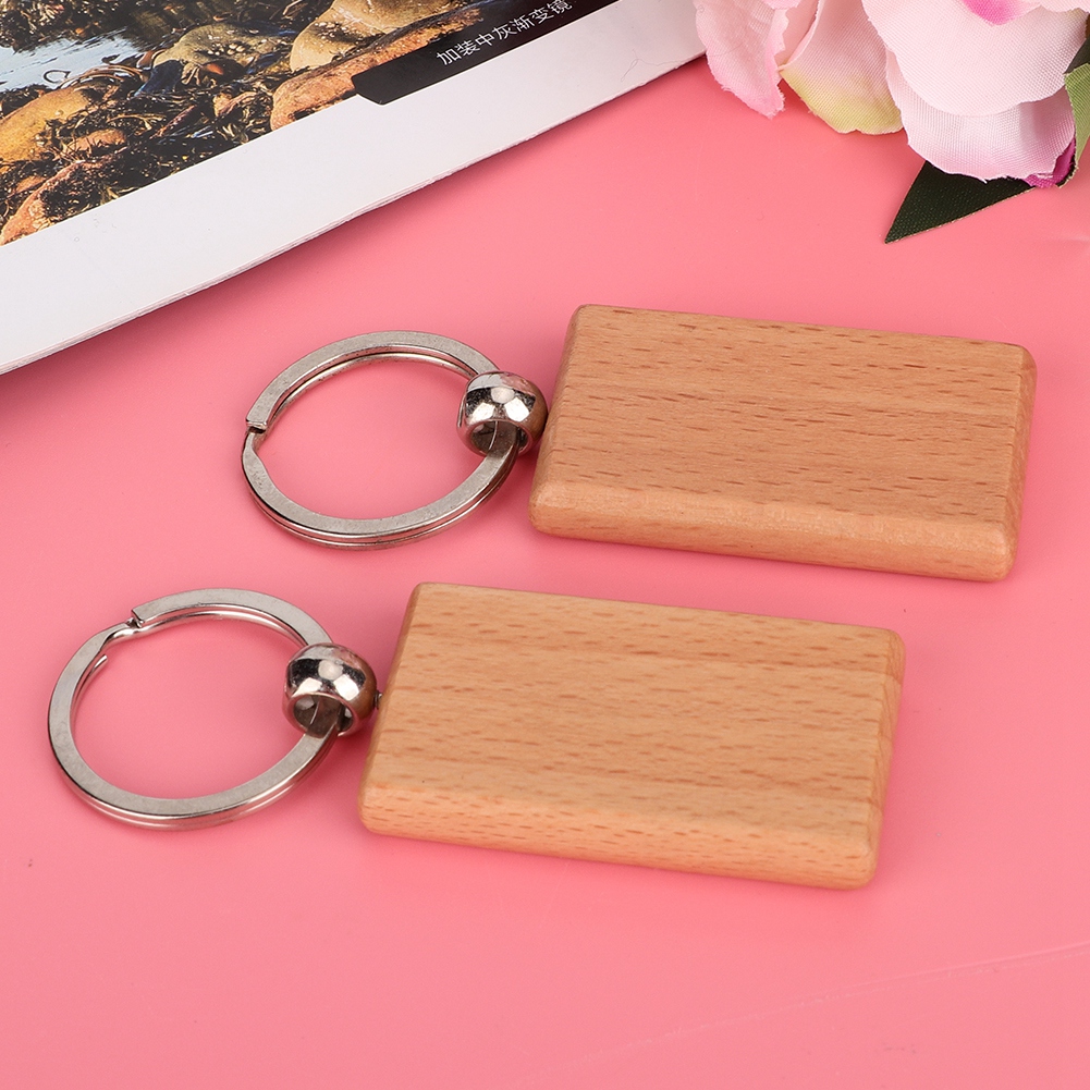 Tebru 10x Blank Wooden Keychain DIY Custom Wood Key Chains