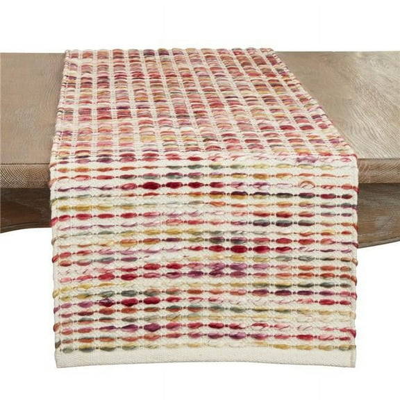 Saro Lifestyle Woven Rainbow Stripe Delight Table Runner