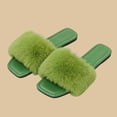 thumbnail image 3 of Xfvqtps Womens Flat Sandals Fluffy Open Square Toe Breathable Non Slip Outdoor Indoor Comfort Casual Slide, 3 of 7