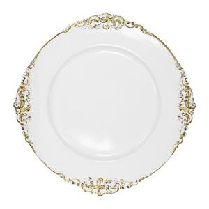 

Vintage Round Charger Plate - White Gold-Trimmed