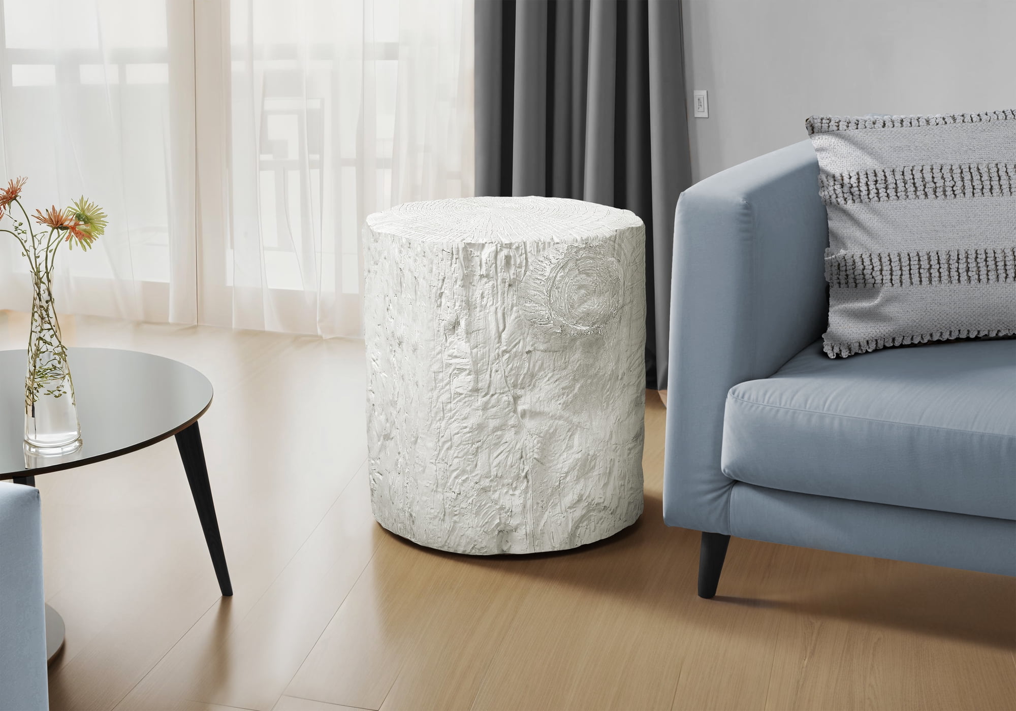 Monarch Specialties - Accent Table, 25"H, Indoor Or Outdoor, Drum, End, Nightstand, Round, Side Table, Living Room, Bedroom, White, Contemporary, Modern