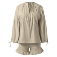 thumbnail image 3 of MAIHAN Linen Sets for Women 2 Piece Button Down Shirt and Drawstring Shorts Women Shorts Sets Outfits Lounge Matching Set Tracksuit Two Piece Outfit, 3 of 3