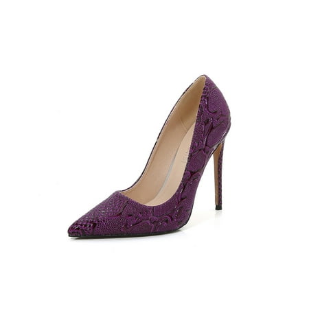 

Colisha Womens Stiletto Heels Slip On Dress Shoes High Heel Pumps Wedding Snake Print Pointed Toe Purple 8.5