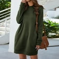thumbnail image 4 of Fashion Deals 2023 Lindreshi Casual Fall Dress Clearance Fashion Women Summer Casual Loose Full Sleeve Pocket Rround Collar Solid Dress, 4 of 6