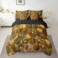 thumbnail image 2 of Manfei Marble Texture Road 7pcs Bedding Comforter Set,Modern Geometric Honeycomb Queen Bedding Sets,Orange Brown Queen Sheet Sets For Girls Kids,Super Cozy Room Decor Reversible, 2 of 8