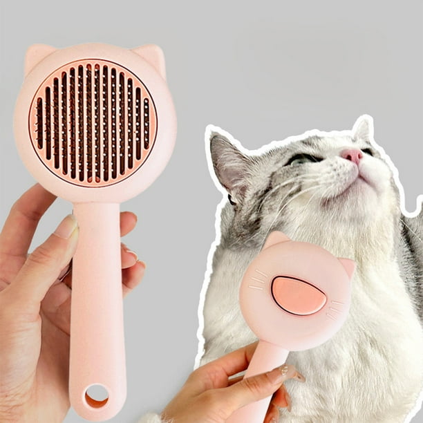 Peine para mascotas apto para perros y gatos. Desenreda y elimina el pelo suelto. Cepillo de plástico para mascotas con agujas autolimpiables.