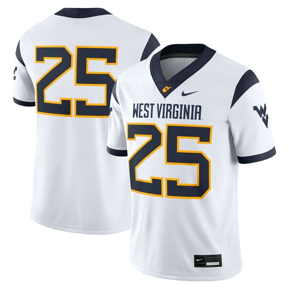 Men's Nike #25 White West Virginia Mountaineers Limited Away Game Jersey