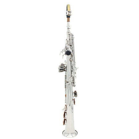 LADE Bb Brass Lacquered Soprano Saxophone, Silver (Best Soprano Saxophone For Beginners)