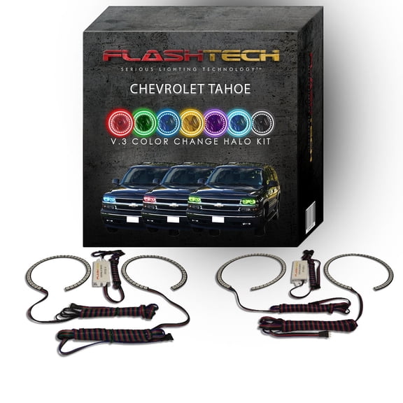 Flashtech RGB Multi Color Changing LED Halo kit for 2000-2006 Chevrolet Tahoe Headlights