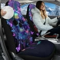 thumbnail image 2 of Pzuqiu Halloween Butterfly Skull Car Front Seat Cover Easy to Install Anti-Slip Car Seats Covers Front Seats Only Warm Soft Elastic Fabrics Auto Seat Covers Interior Accessories Fit for Cars SUV, 2 of 7