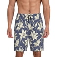 thumbnail image 1 of Balery Lilies Flowers Pantalones cortos de pijama de punto de algodón para hombre con cinturilla y bolsillos-X-Large, 1 of 6