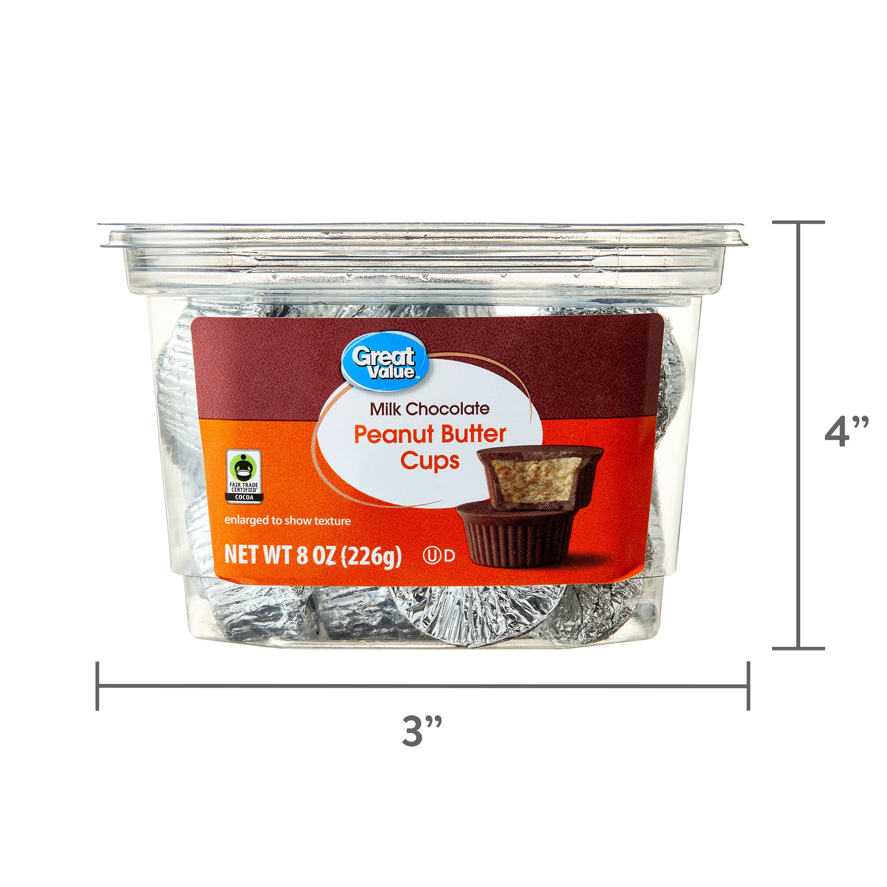 Great Value Milk Chocolate Peanut Butter Cups Tub, 8 oz