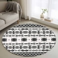 thumbnail image 2 of Black White Boho Round Area Rugs Collection 3.3', Vintage Abstract Art Ethnic Tribe Non Slip Indoor Circular Throw Runner Rug Floor Mat Carpet for Living Room Dining Table Bedroom Nursery, 2 of 9