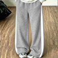 thumbnail image 2 of HAOTAGS Girls Sweatpants (5-15) Wide Leg Elastic Waist Pockets Side Stripe Track Pants Gray Size 7, 2 of 9