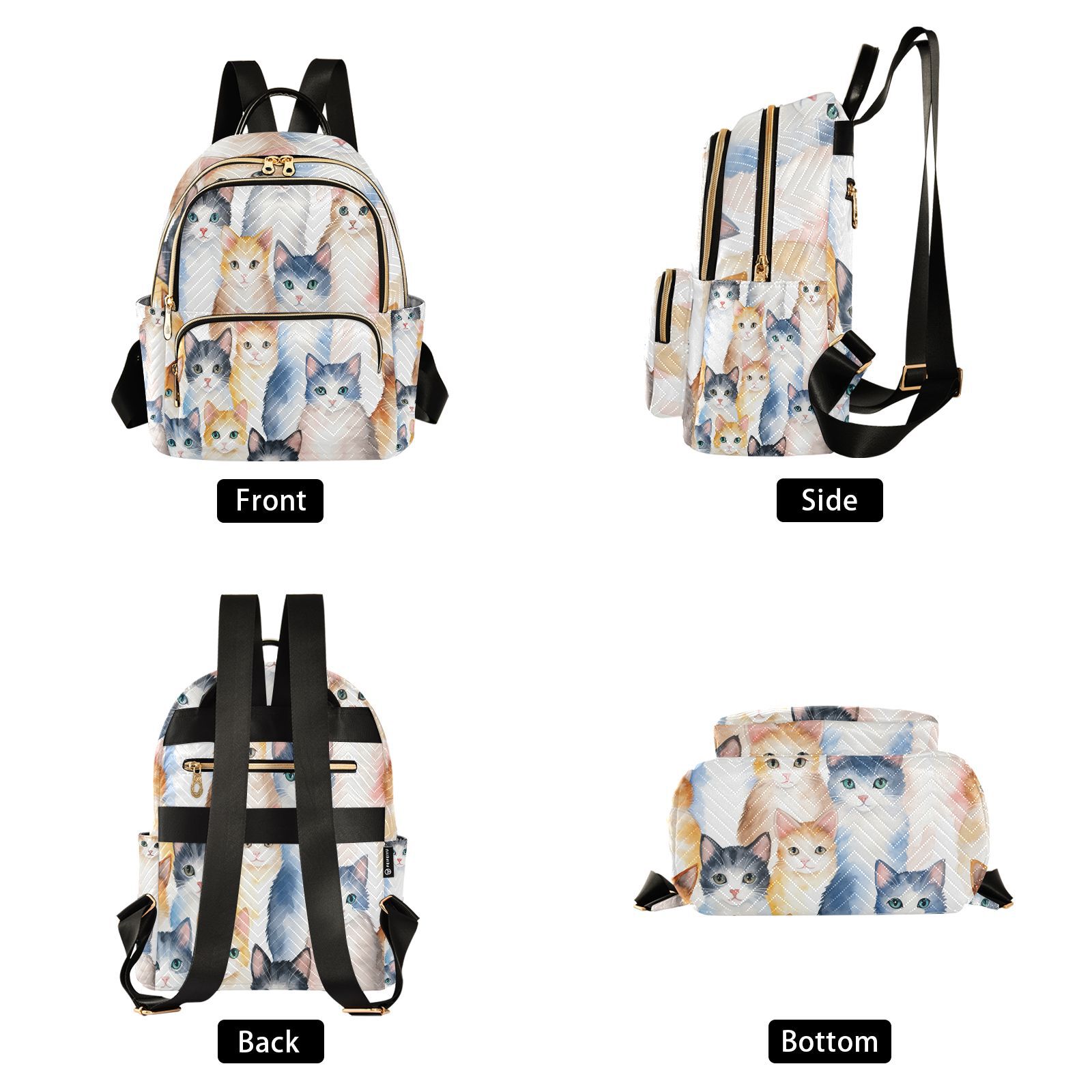 Cats Travel Laptop Backpack Casual Daypack Lightweight Bookbag Compartment for Business