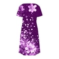 thumbnail image 6 of Rollbacks & More GaThRRgYP Women's Boho Short Sleeve Dress,Women's Fashion Summer Print Short-sleeved V-neck Casual Dress Purple XL, 6 of 8