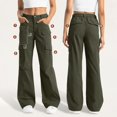 thumbnail image 5 of Aloohaidyvio Casual Cargo Pants for Women High Waisted Straight Leg Pants with Multi Pockets, 5 of 7