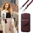thumbnail image 4 of SaniMore for iPhone 14 Pro Max Wallet Case, Magnetic Card Pocket Flip Kickstand Removeable Crossbody Lanyard Shockproof Anti-fall PU Leather Anti-scratch for Girls Women Business Shell, Winered, 4 of 13