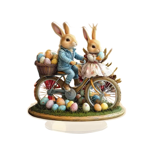 Acrylic Easter Signboard Ornament 20 cm x 18 cm Standing Decorative Table Display with Bunny and Egg Design