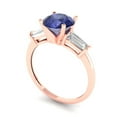 thumbnail image 2 of Three-Stone Engagement Ring for Women - 2ct Simulated Tanzanite in 14K Rose Gold Promise Ring, 2 of 6