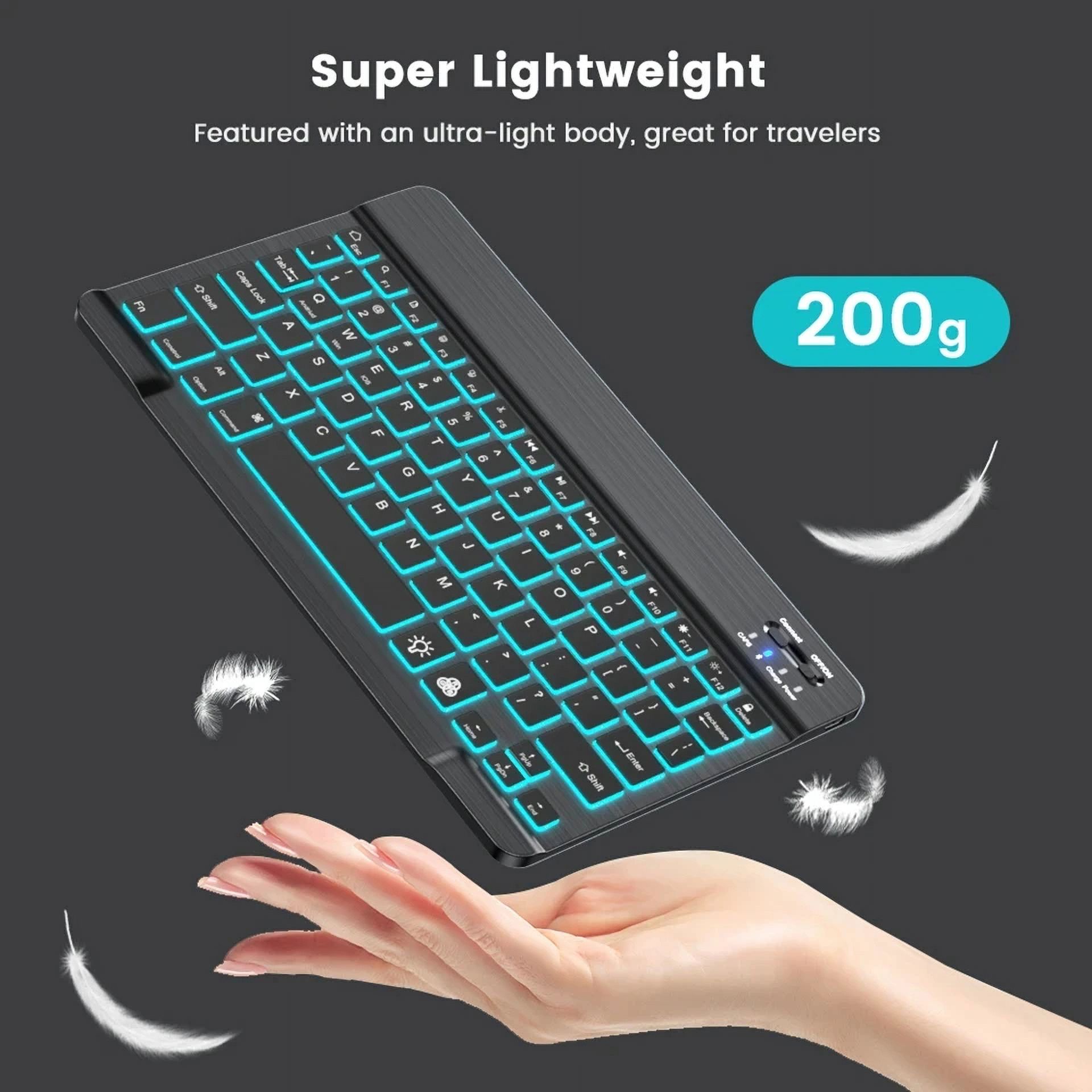 JIMTAB Ultra-Slim Bluetooth Keyboard 10 Inch Portable Mini Wireless Keyboard Rechargeable for Apple iPad iPhone Samsung Tablet Phone Smartphone iOS Android Windows