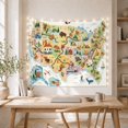 thumbnail image 5 of United States Road Trip Map with Pins and Wildlife, Adventurous Illustration for Travel Lovers, Map Wall Decor Graduation Gift, Tapestry Wall Hanging for Classroom and Dorm, 5 of 7