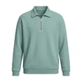 thumbnail image 5 of Quarter Zip Pullover Men 2026 Fall Winter Long Sleeve Plain Waffle Knit Lapel Collar Pullover Sweatshirt, 5 of 5
