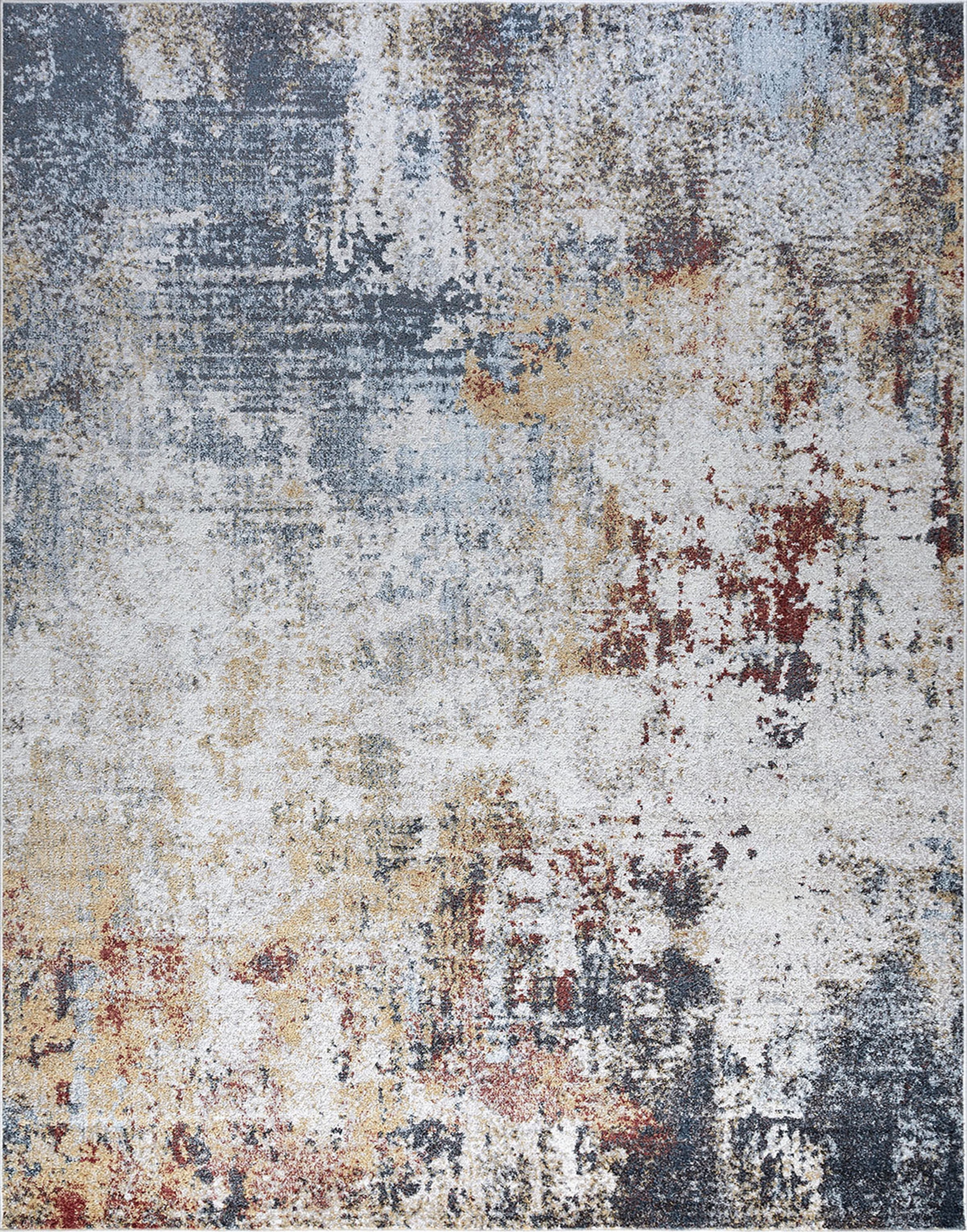 Contemporary 9x12 Area Rug (8'9'' x 12'2'') Abstract Cream, Blue Living Room Easy to Clean