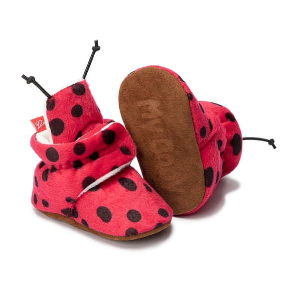 Meckior Baby Girls Boys Ladybug Boots Infant Animal Booties Newborn Socks Shoes First Walker Slippers 3-18 Months