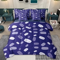 jejeloiu Ice Hockey Game 7-Piece Twin Bedding Sets,Kids Sport Gamer Bedding Comforter Set,White Deepblue Sheet Sets For Boys,Luxury Bedroom Decor Reversible