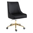 thumbnail image 1 of Pemberly Row Chaise de Bureau Pivotante Réglable en Velours Noir et Or, 1 of 12