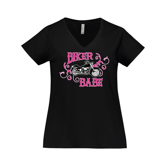 Inktastic Biker Babe Women's Plus Size V-Neck T-Shirt