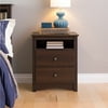 Prepac's Fremont 2 Drawer Nightstand: Elegant Bedroom Furniture, Bedside Table with Open Shelf, 23.25"W x 16"D x 28"H, Espresso - EDC-2428