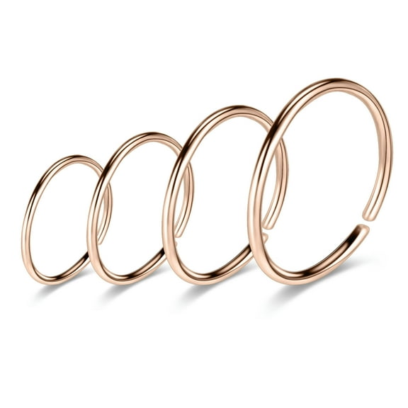QQTDFG 4-24Pcs 20g Stainless Steel Hoop Nose Rings 6-12mm Earrings Lip Septum Piercing-Rose gold-4pcs