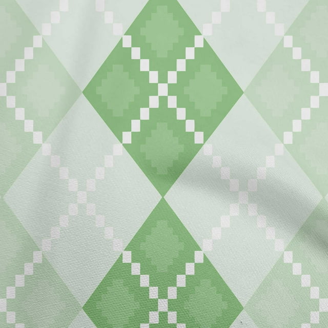 oneOone Polyester Spandex Green Fabric Argyle Sewing Craft Projects Fabric Prints By Yard 56 Inch Wide