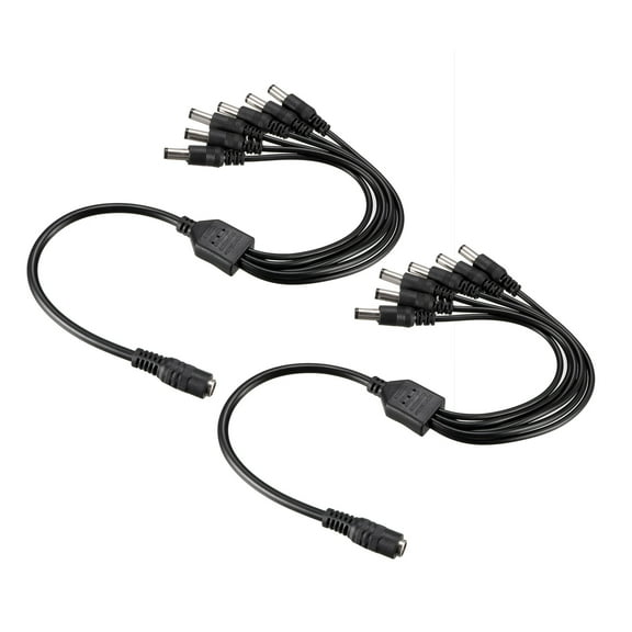 DC Power Splitter 1 Female to 6 Male 5.5mm x 2.1mm Y Adapter Cable for CCTV Camera LED Strip Light 2 Pcs