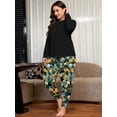 thumbnail image 6 of SHOWMALL Plus Size Pajamas for Women Long Sleeve Sleepwear Soft Loungewear 2 Piece Pjs Set with Pockets Yellow Blue Floral 3X, 6 of 7