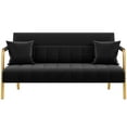 thumbnail image 4 of Yaheetech 56.5" W Upholstered Sofa Couch with Gold Tone Metal Arms and Legs, Black, 4 of 6
