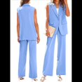 thumbnail image 2 of Conjuntos de 2 Piezas para Mujer: Chaleco Sin Mangas y Pantalón , Conjunto de Blazer Informal de Negocios. Azul S, 2 of 7