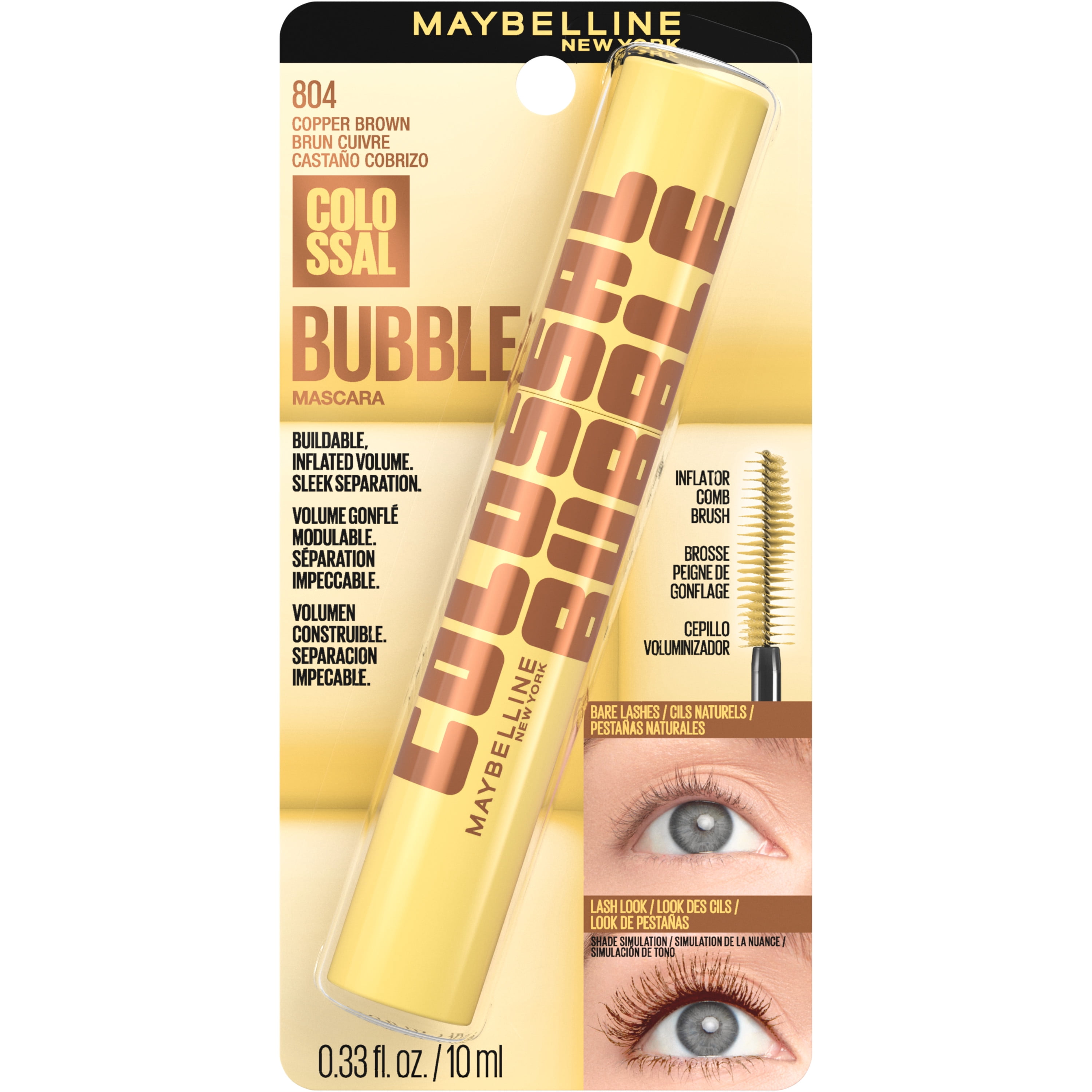 Maybelline New York Colossal Bubble Washable Mascara, Copper Brown, 0.24 fl oz