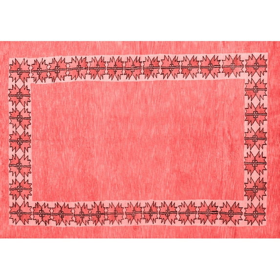Ahgly Company Indoor Rectangle Abstract Red Modern Area Rugs, 2' x 3'