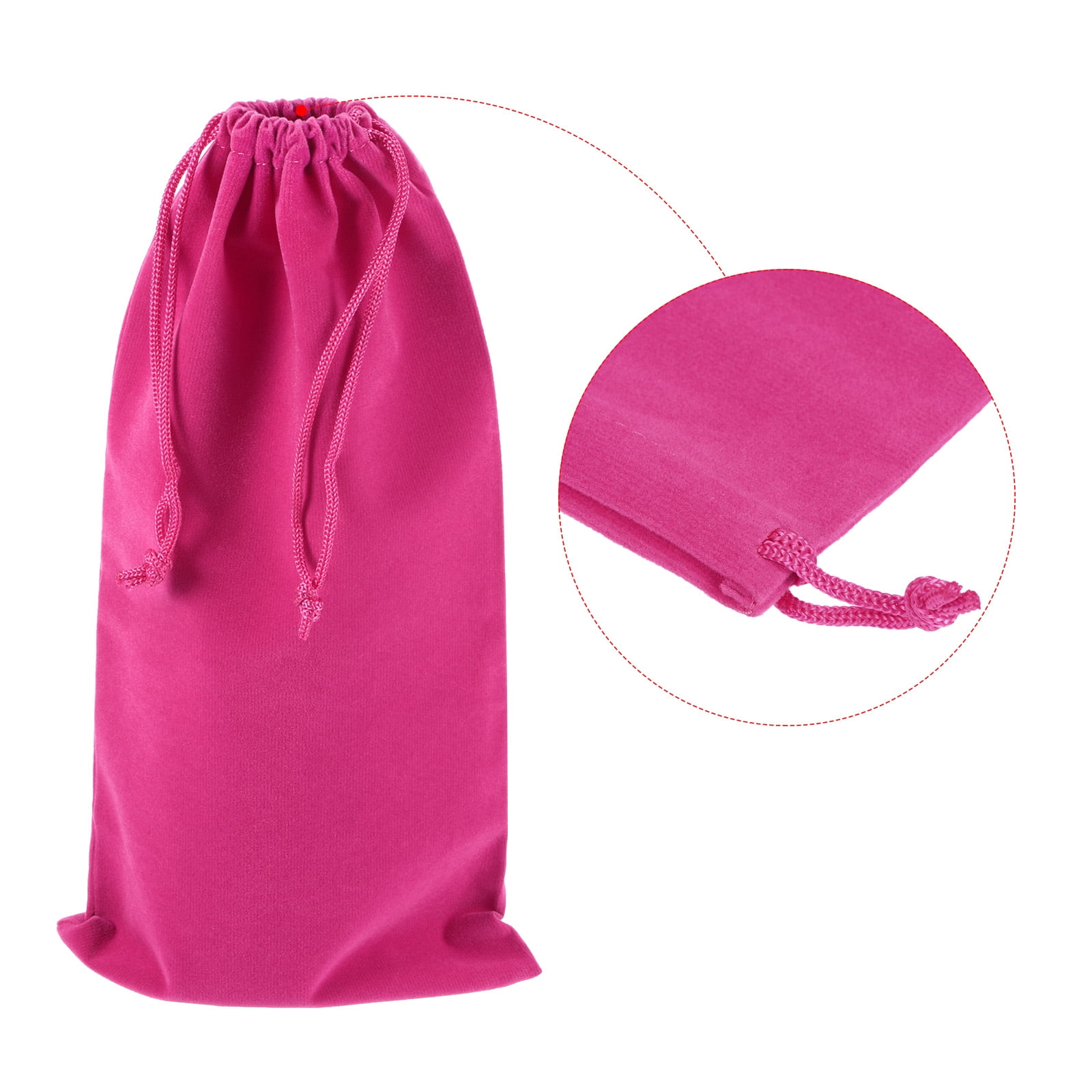 Unique Bargains Microfiber Pouch Soft Storage Drawstring Gift Bag Rose Red 15x30