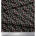thumbnail image 3 of Soimoi Black Poly Georgette Fabric Leaves & Azalea Floral Fabric Prints By Yard 52 Inch Wide, 3 of 3