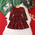 thumbnail image 6 of Girls Velvet Star Print Long Sleeve Dress – Elegant Ruffle Hem Christmas Party Gown – Versatile Kids Clothing for Holiday Dance Photoshoot (Ages 3-7 Years), 6 of 8