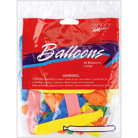 4'' Balloons, 40-Pack, Long in Assorted Colors
