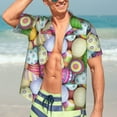 thumbnail image 7 of Sikiie Colorful Easter Eggs Print Men's Hawaiian Shirt, Summer Beach Button Pocket Short Sleeve T-Shirt,Medium, 7 of 7