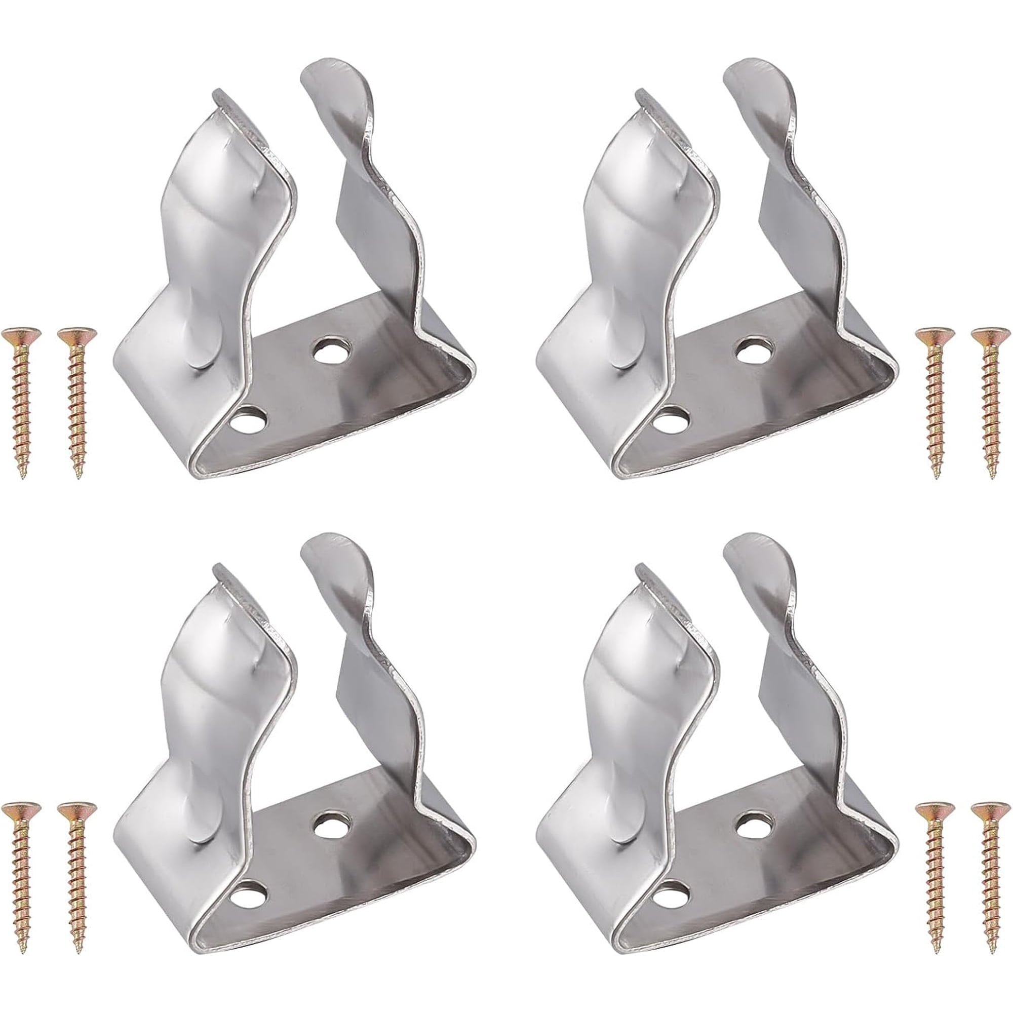 4Pcs Boat Hook Holder with 4Pcs Screws Stainless Steel Spring Clamp Tool Holder Fit for 5/8 Inch to 1 Inch Boat Hook Pole Fishing Rod Ships Boat