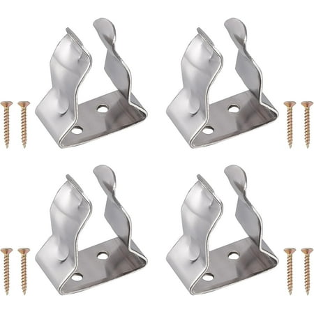 4Pcs Boat Hook Holder with 4Pcs Screws Stainless Steel Spring Clamp Tool Holder Fit for 5/8 Inch to 1 Inch Boat Hook Pole Fishing Rod Ships Boat