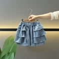 thumbnail image 4 of lnmuld Toddler Girls Kids Summer Casual Denim Shorts Elastic Waist Everyday Size:5-6 Years, 4 of 8