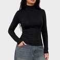 thumbnail image 4 of jjayotai Women's Turtleneck Long Sleeve Shirts Slim Fit Tops | Soft Layering Undershirt Casual Basic Tee Fall Winter Tops, Lightweight Base Layer, 4 of 6